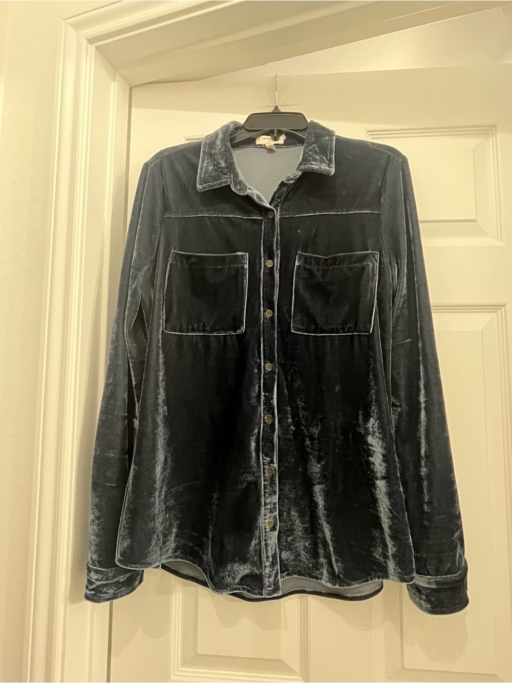 Umgee Velvet Button-Up Shirt Jacket - Deep Blue